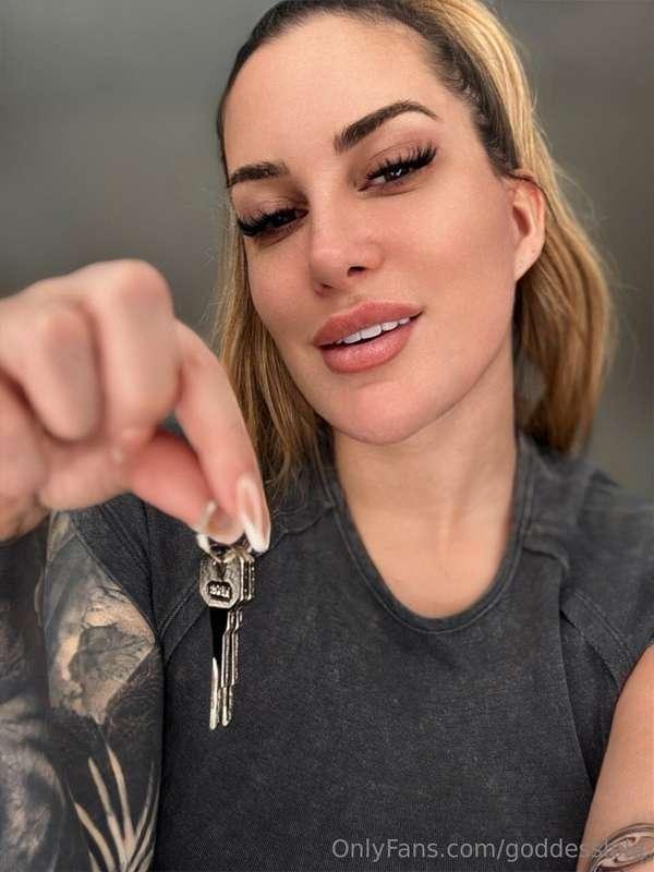 Teasing locked dicks with the keys to their freedom is so mu..
