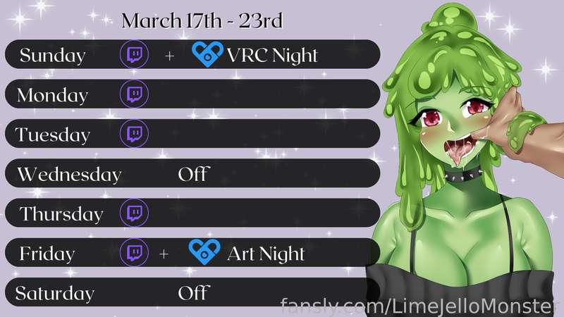 💚💙 ~*~ This weeks Schedule ~*~ 💙💚

#hentai #lewtuber #slime 