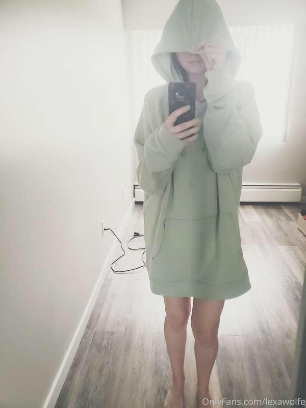 I got the biggest most comfy mint green hoodie yesterday! Be..