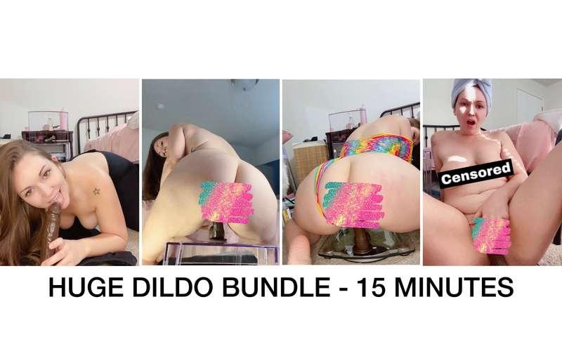 𝗛𝗨𝗚𝗘 𝗗𝗜𝗟𝗗𝗢 𝗕𝗨𝗡𝗗𝗟𝗘😉  I can't believe I fit this huge dildo in..