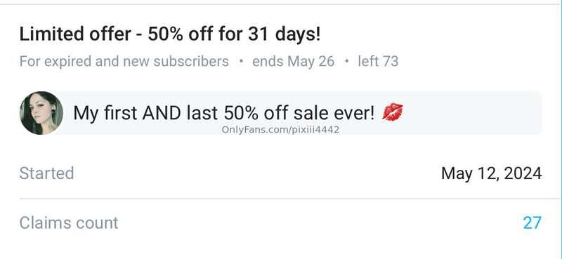 MY FIRST AND LAST 50% OFF SALE EVER! 

73 out of 100 spots l..