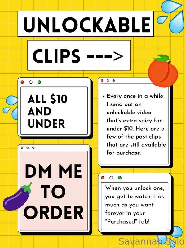 🎥 🍿 UNLOCKABLE CLIPS LIST 🍿 🎥 
Message me to order!
DO NOT T..