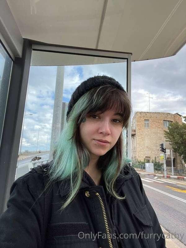 I took a picture on my way to work🙄 I look a little sleepy b..