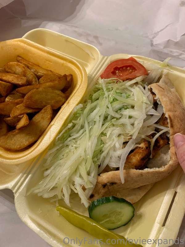 Extra large chicken kebab and potato wedges was my stuffing ..