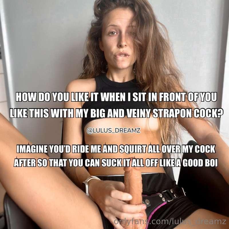 How about you ride mommas strapon cock first before you clea..