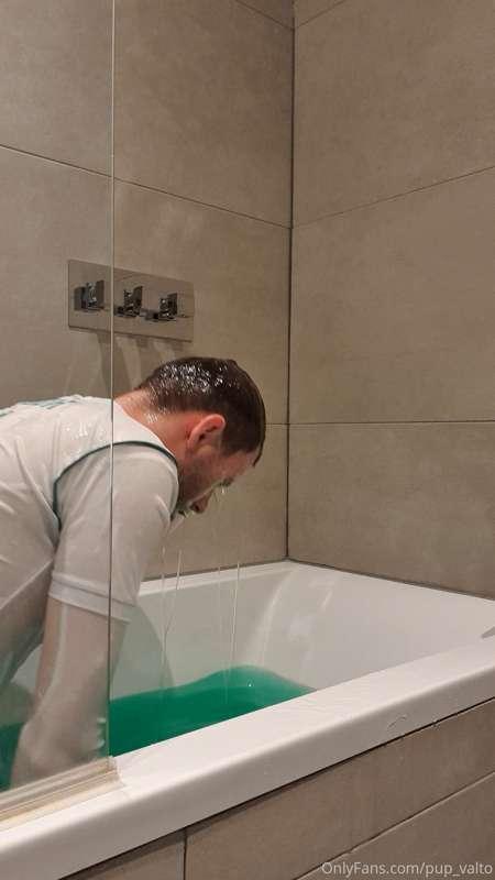My first time doing Bathtub Slime Fun in footie kit with ful..