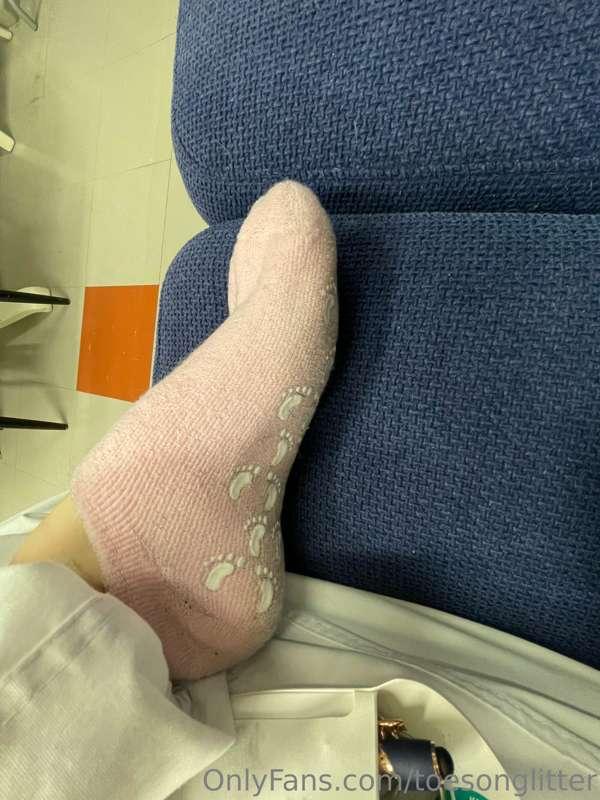 Today I am wearing moisturizing socks for whole shift throug..