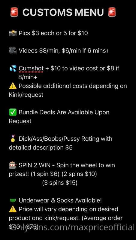 **CUSTOMS MENU**
♥️ Tip Below & PM Me Request♥️