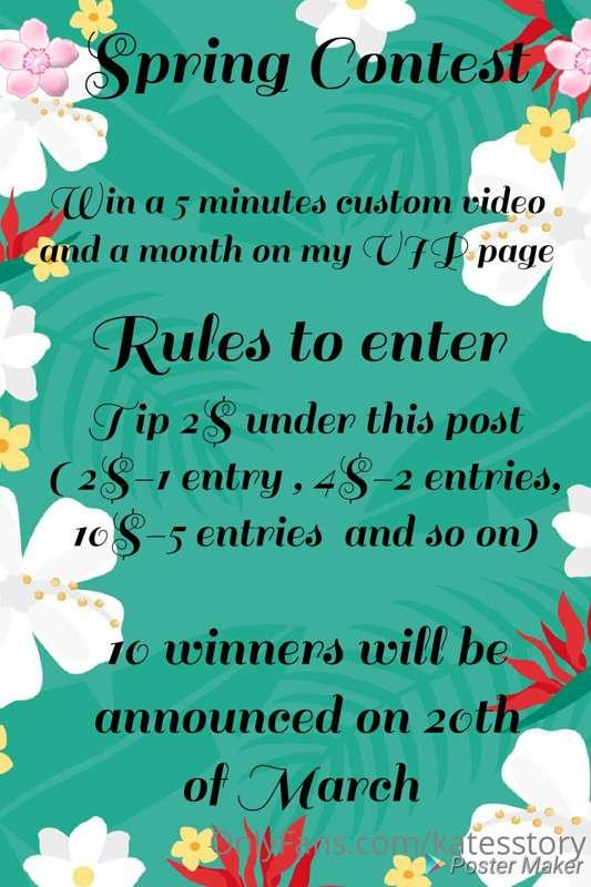 🌸CONTEST ALERT🌸
Win a 5 minutes custom video and a free subs..