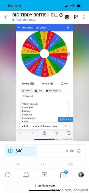 New spin the wheel game available over on my main 💜💜 - https..