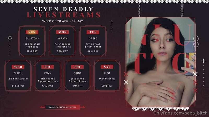 First day of Seven Deadly livestreamsss! 😈 I'll be baking an..