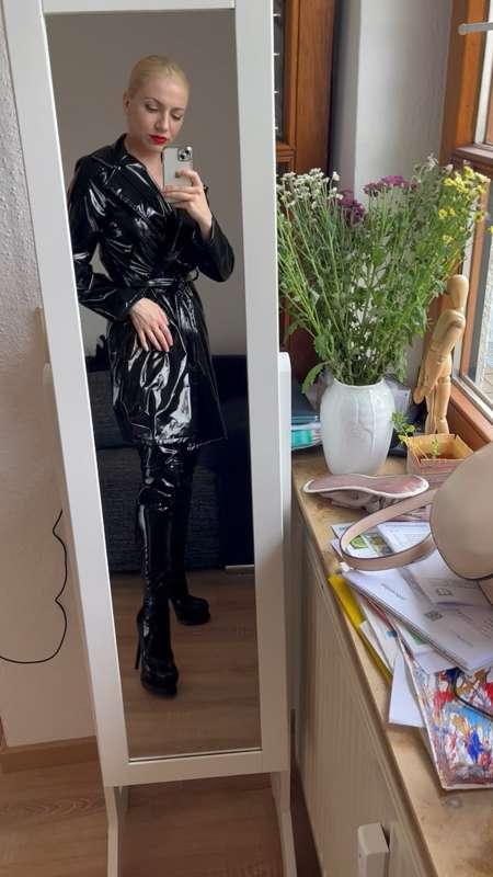 Just a coat and boots 