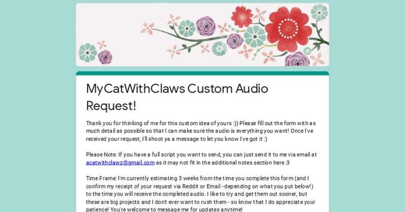 Catwithclaws' Custom Audio Request Form