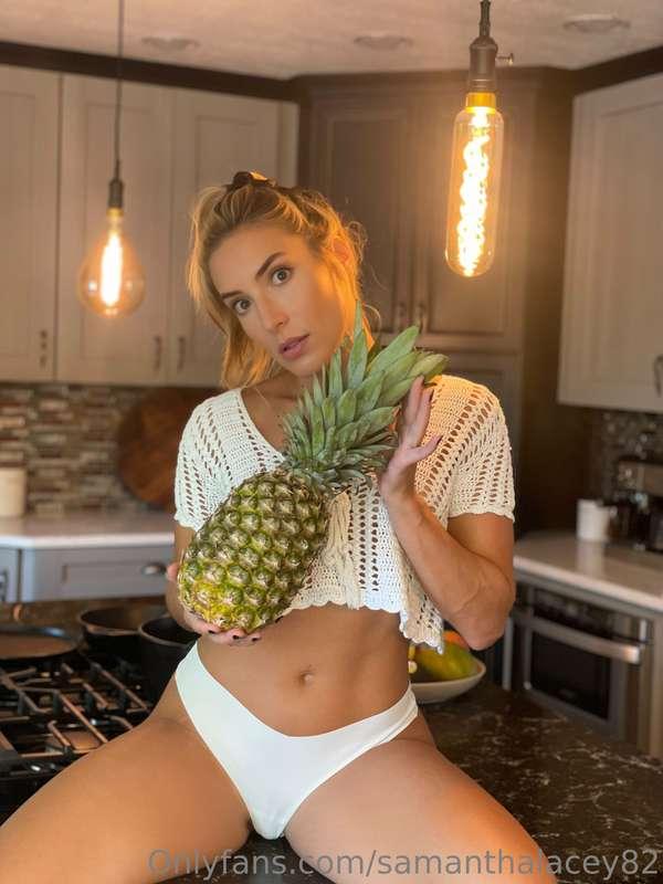 Just me about to get into this juicy pineapple on my kitchen..
