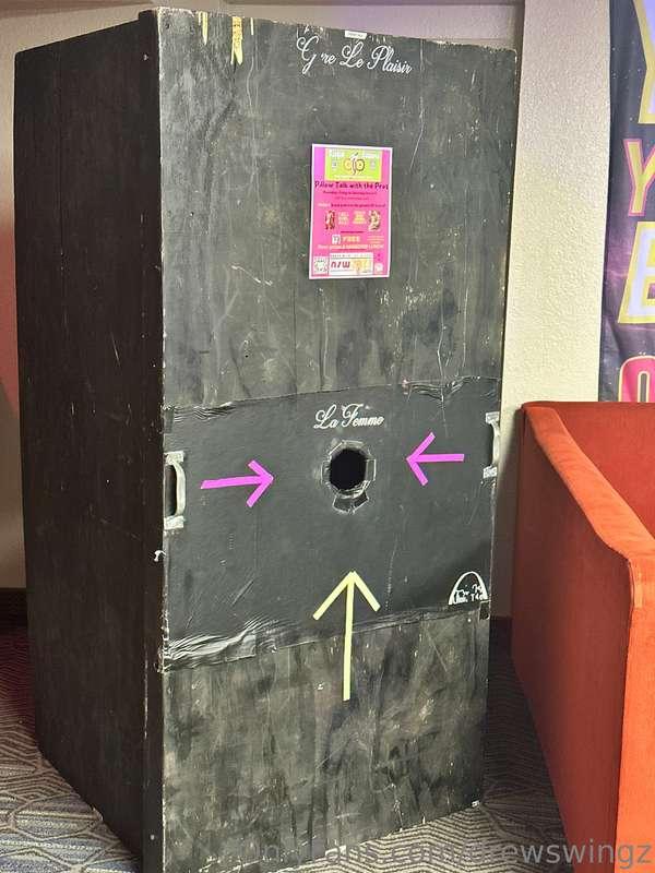 Every time a hottie went into this gloryhole booth, a line f..