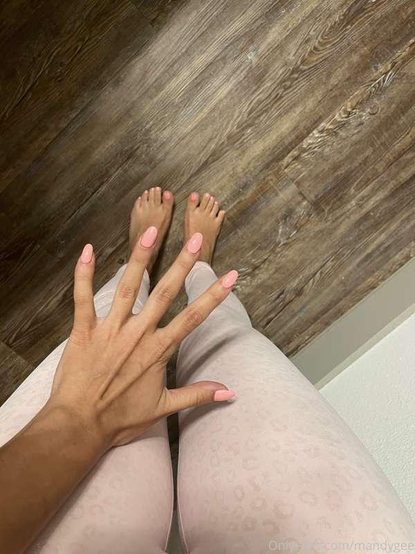 Flexin' my finger and toenails with new nail polish. What co..
