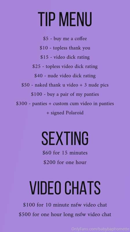 hi all of my sexy demon bbs! here’s an updated tip menu with..