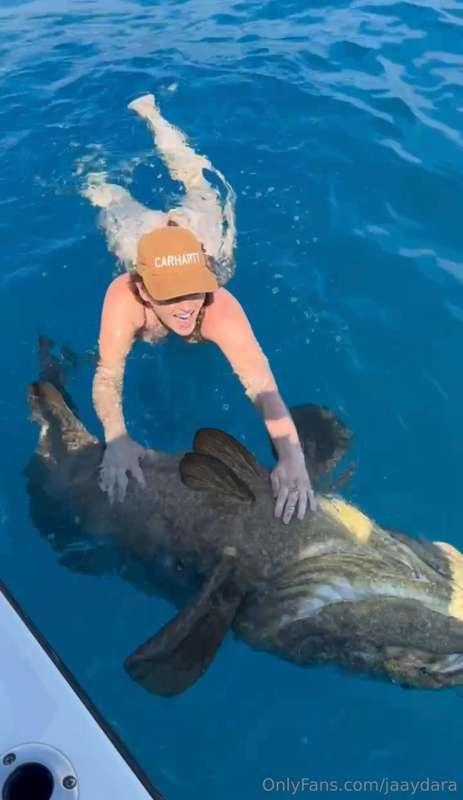 Caught a Goliath grouper🐟 wanna sneak peak at this crazy fis..