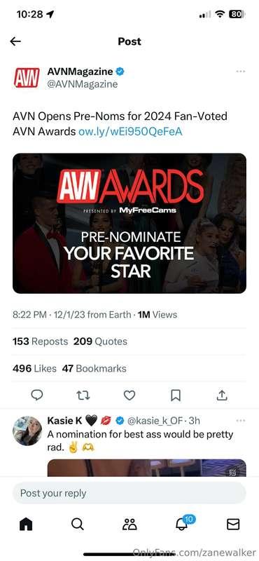 If u guys could please go nominate me for the categories for..