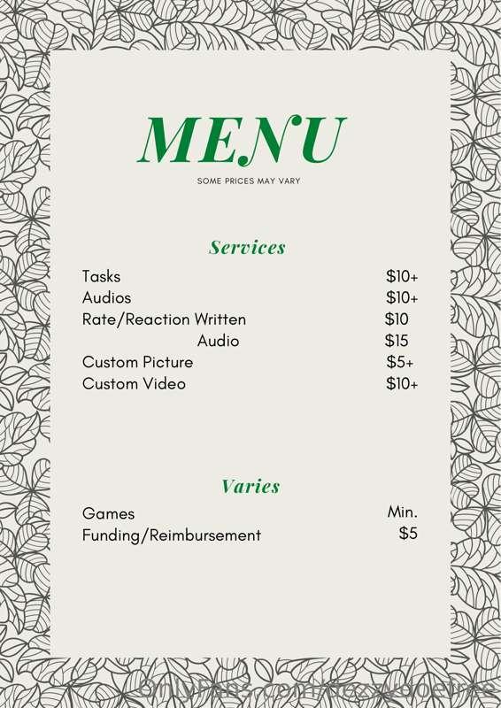 ✨Menu✨ 
CUSTOMS ARE CURRENTLY ON A STRICT CASE BY CASE, I’m ..