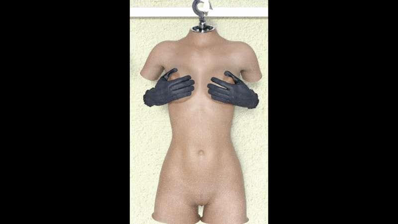 Living Mannequin Torso Fondled By Living Gloves