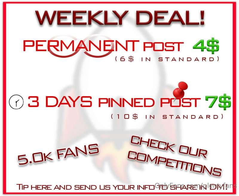 DEAL AVAILABLE UNTIL THE TARGET IS FILLED