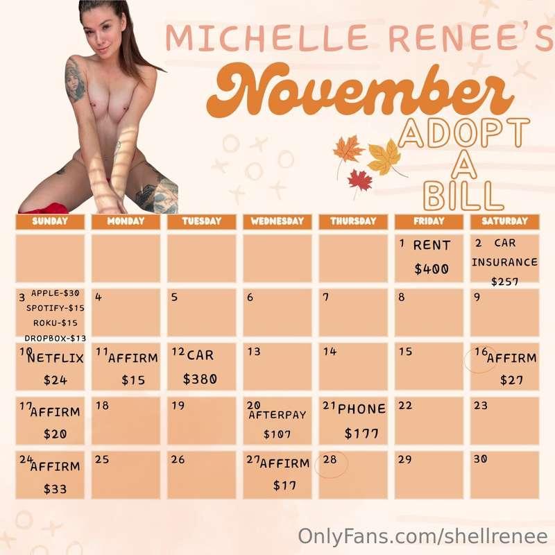 Its November! 🍁You know what time it is... ADOPT A BILL TIME..