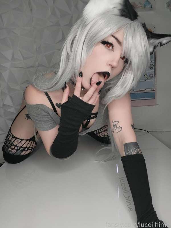 what the fuck are you looking at loser. Ever seen a hellhound before? 
Loona cosplay 🐺🤍 

#fyp #loonahelluvaboss #loona #helluvabosscosplay #loonacosplay #gothgirl #dommy #wolfgirl #emo #thickthighs #bdsm #young #wolfplay #cosplay #alt #feet #fishnets