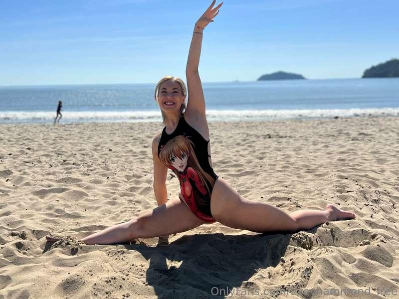 Just casually stretching at the beach 🤭 
Am I too much ?