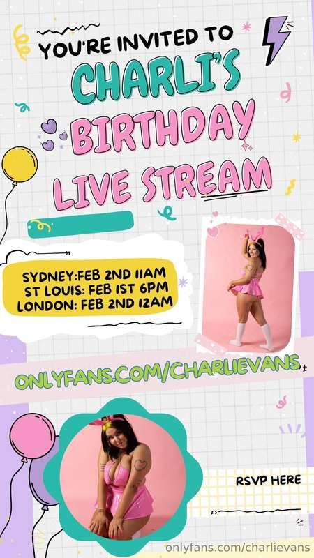 **YOU’RE INVITED TO MY BIRTHDAY LIVE STREAM**  CUM & CELEBRA..