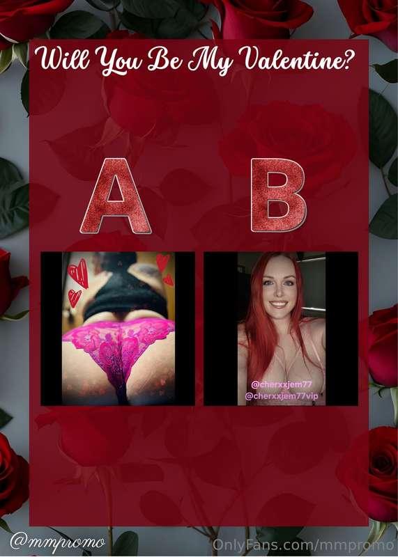 ❤️𝖡𝖾 𝖬𝗒 𝖵𝖺𝗅𝖾𝗇𝗍𝗂𝗇𝖾❤️

❣️ Round 2❣️

𝒜: @viqueen_n_king

ℬ: @c..