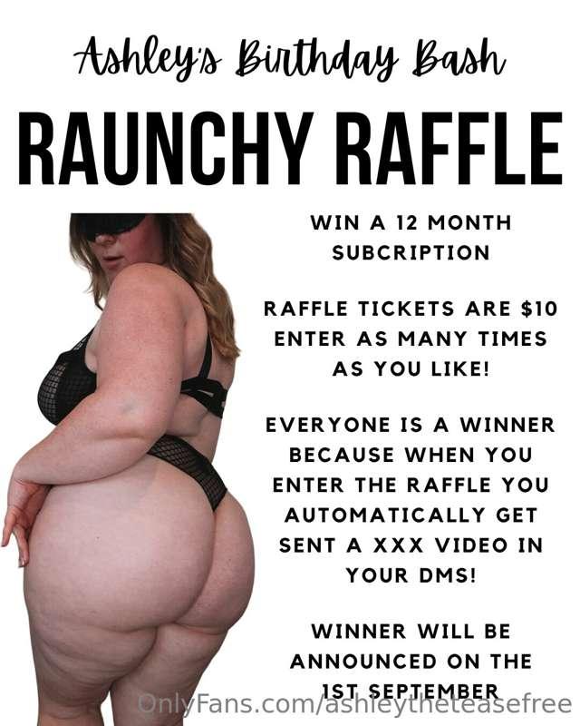 ✨ RAUNCHY RAFFLE ✨
WIN A 12 MONTH SUBCRIPTION!!

Raffle tick..