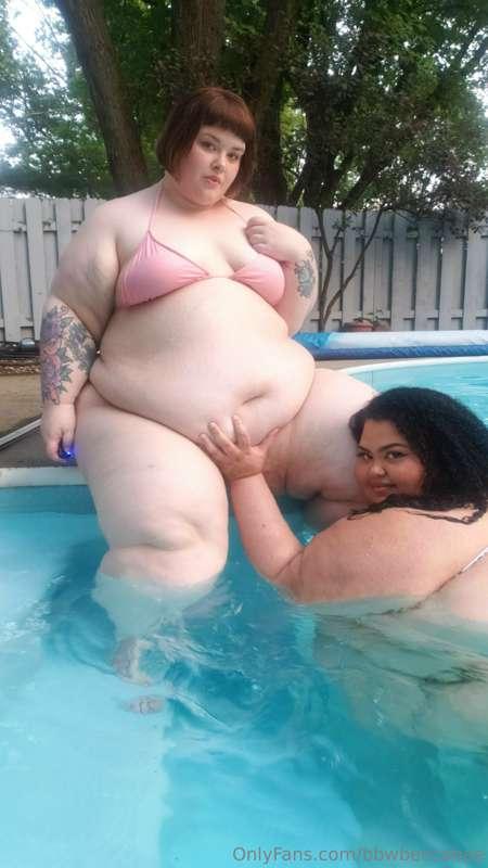 @ssbbwbrianna and I fatting it up at the pool. Wonder if the..