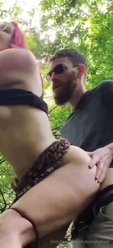 Our very first outdoor anal video - He fucks my ass in stand..