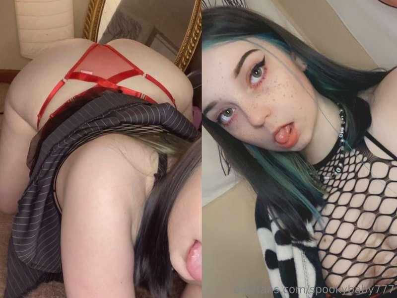 🖤 fucking my tight pussy, up close, in this sexy little outf..