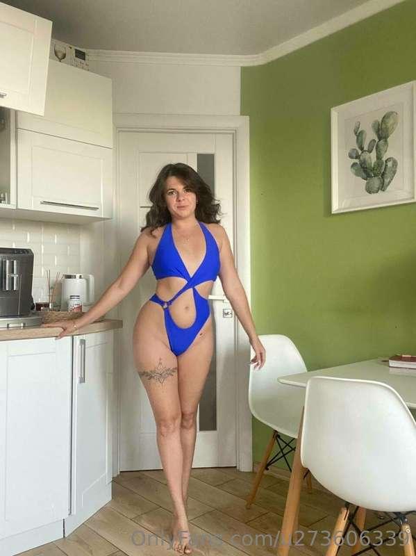 Would you like to take off this sexy blue swimsuit from me?