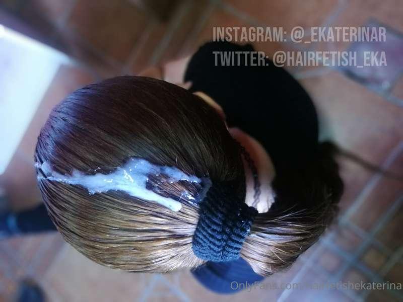 Super slick hair video + cum on hair 💎