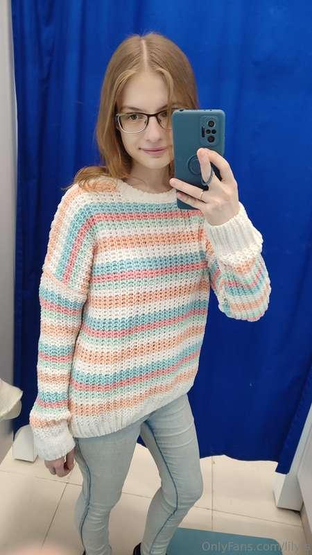 I bought a new sweater. Soft as a cloud, or like my boobs 😊