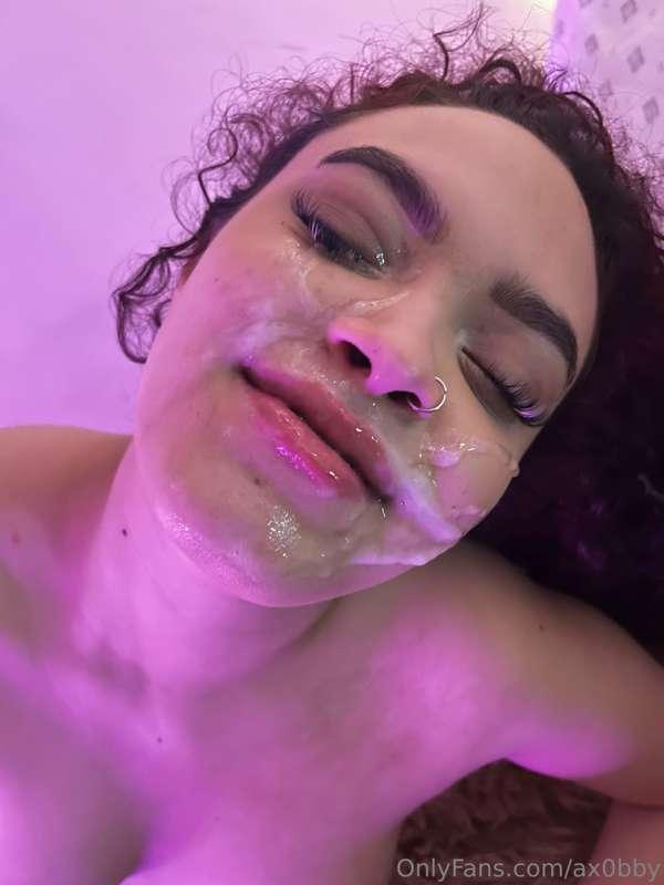 throwback to when i was a happy girl with cum all over my fa..