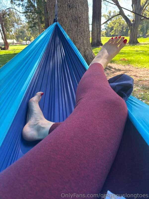 Soaking up nice weather in a hammock is my self love languag..