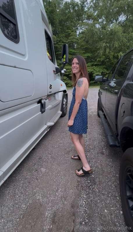 The video of me blowing the trucker in his sleeper cabin is ..
