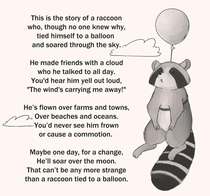 Raccoon tied to a Balloon