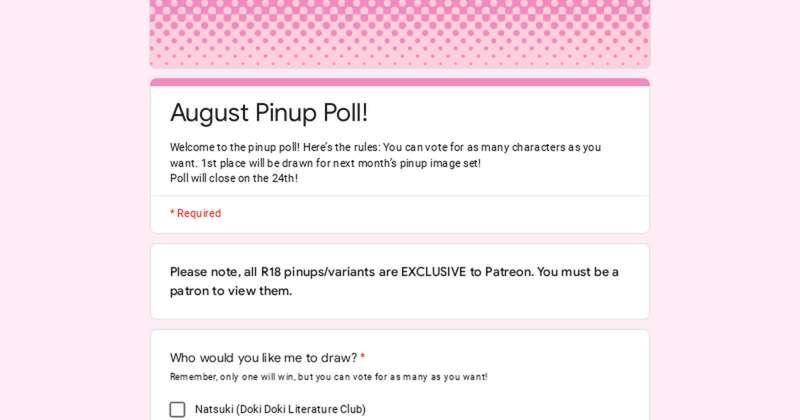 August pinup poll!