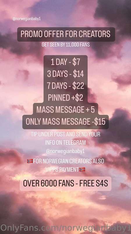 💞UPDATED PROMO OFFERS💞
 I am offering CHEAP PROMO for creato..