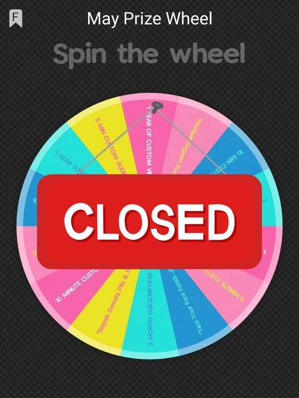 May Prize Wheel🌸The May Prize Wheel is open until May 31st a..
