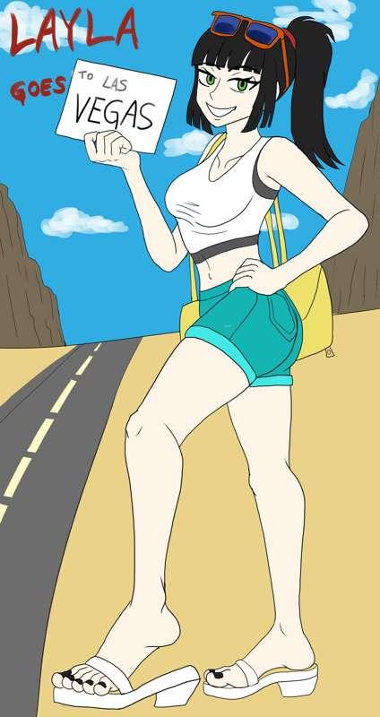 Layla goes to Las Vegas [lineart and flat colors]