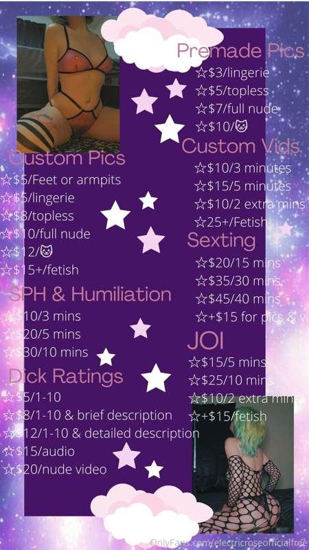New tip Menu and Adopt a Bill 💋 see something you like send ..