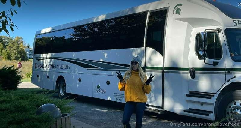 I was on a hike and spotted a Michigan State Uni bus filled ..