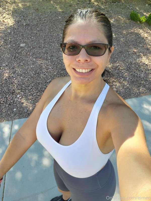 Got a walk in this morning before it got too hot 😊😘