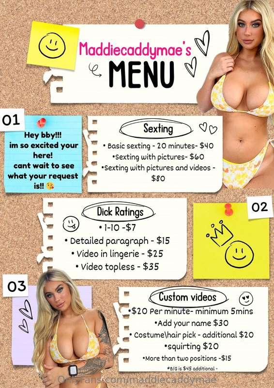 Here is my menu bby! ❤️